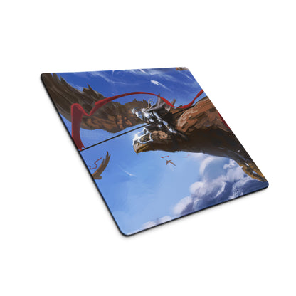 Gaming Mouse Pad Blue Dragon Scene for Gaming Desk Setup Fantasy Art Style Large Non Slip Edge Stitching