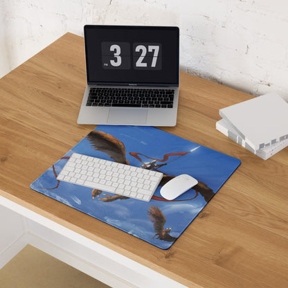 Blue Dragon Gamer Mouse Pad For Gaming Desk Fantasy Sky Illustration Painterly Art Style Non Slip Large