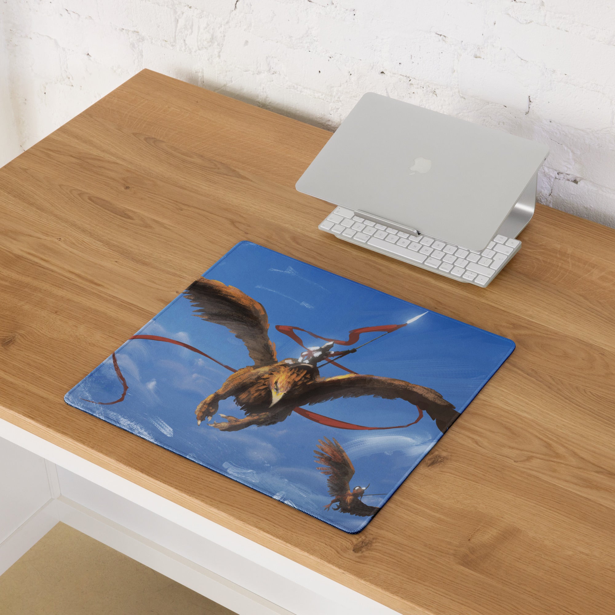 Blue Dragon Gamer Mouse Pad For Gaming Desk Fantasy Sky Illustration Painterly Art Style Non Slip Large