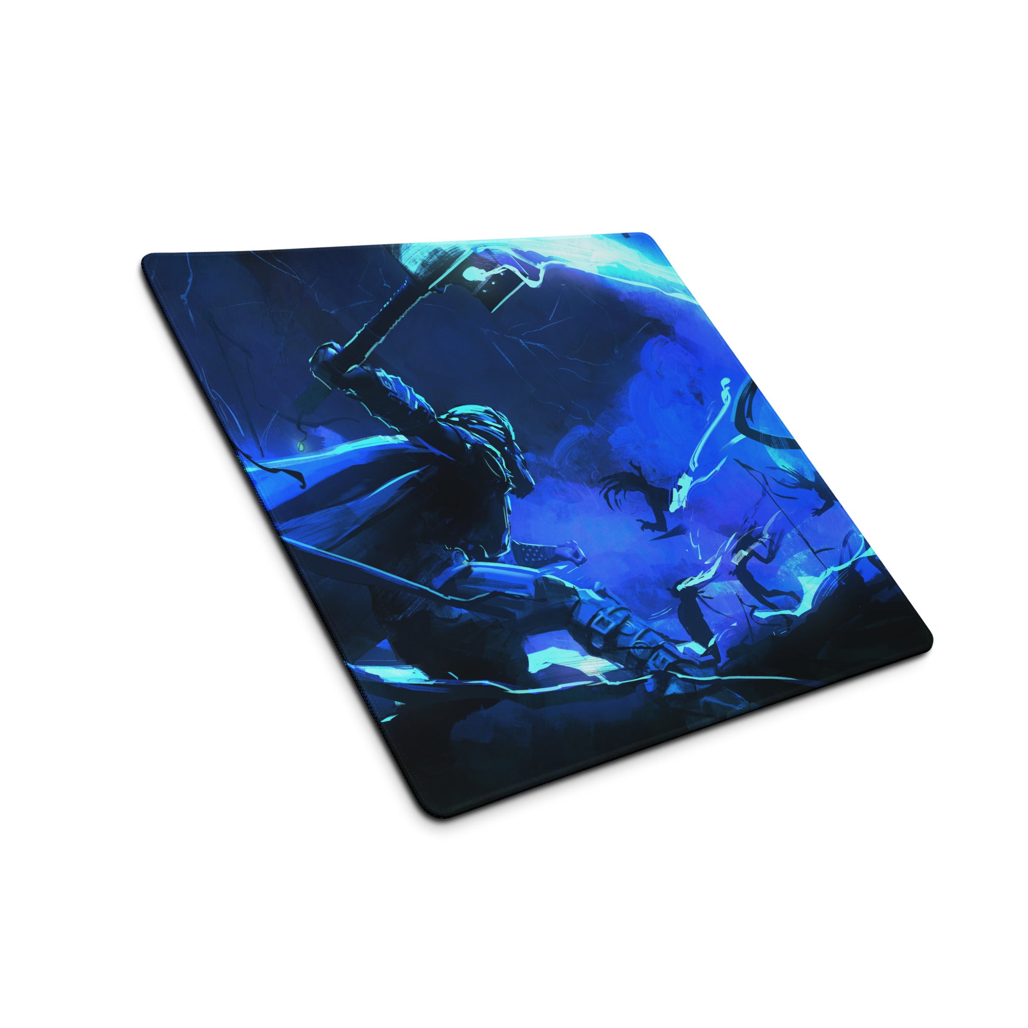 Blue Neon Gamer Mouse Pad Large Size For Gaming Setup Non Slip Surface Dynamic Battle Scene Art For CSGO Dota