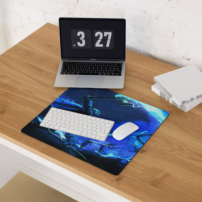 Blue Neon Gamer Mouse Pad Large Size For Gaming Setup Non Slip Surface Dynamic Battle Scene Art For CSGO Dota