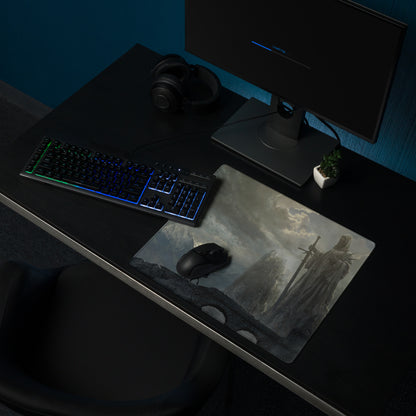 Dark Blue Gray Fantasy Themed Gaming Mouse Pad Large Non Slip Edge Stitch for Dota CSGO