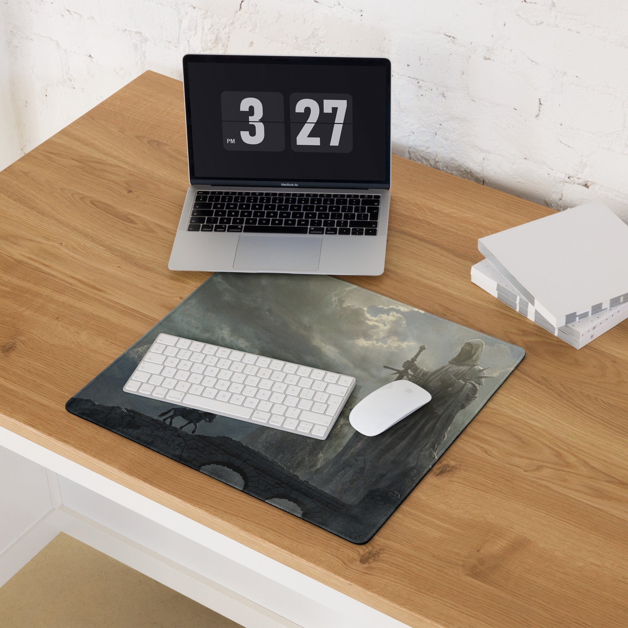 Dark Blue Gray Fantasy Themed Gaming Mouse Pad Large Non Slip Edge Stitch for Dota CSGO