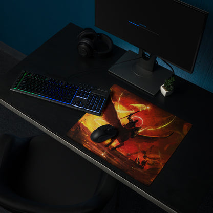 Orange Red Fiery Battle Scene Gaming Mouse Pad For Desktop Esports Desk Mat Large Size Non Slip Edge Stitching