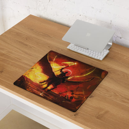 Orange Red Fiery Battle Scene Gaming Mouse Pad For Desktop Esports Desk Mat Large Size Non Slip Edge Stitching