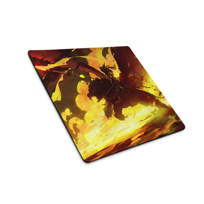 Fiery Orange Yellow Red Gaming Mouse Pad for Desktop Setup Abstract Brushstroke Art Energetic Gamer Decor