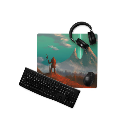 Green Teal Gaming Mouse Pad For Desktop Setup Large Size Epic Fantasy Landscape Digital Art