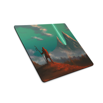Green Teal Gaming Mouse Pad For Desktop Setup Large Size Epic Fantasy Landscape Digital Art