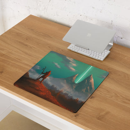 Green Teal Gaming Mouse Pad For Desktop Setup Large Size Epic Fantasy Landscape Digital Art
