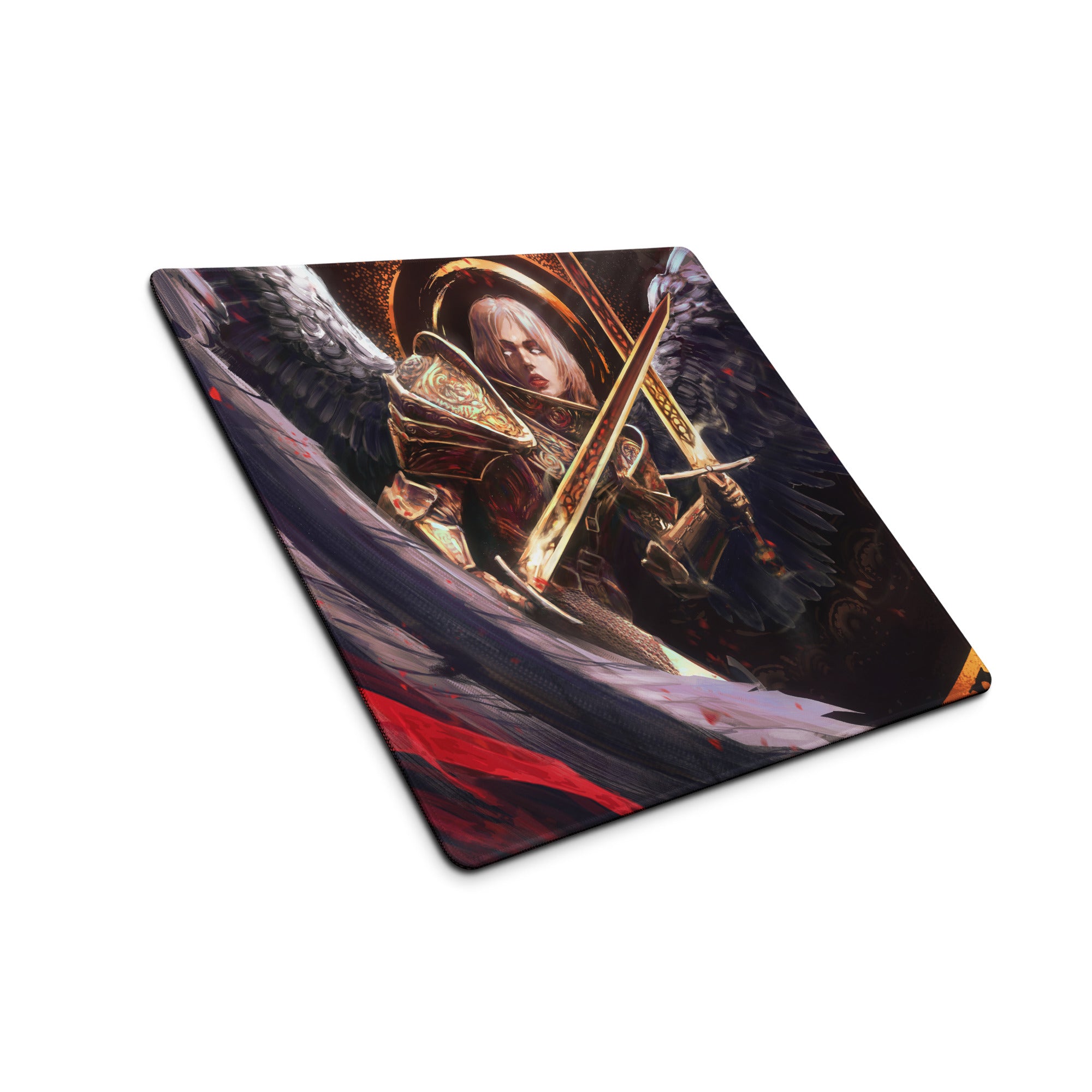Gaming Mouse Pad Red Black Large Non Slip Desk Mat With Fantasy Angel Wings Artwork For Epic Dota And CSGO Play