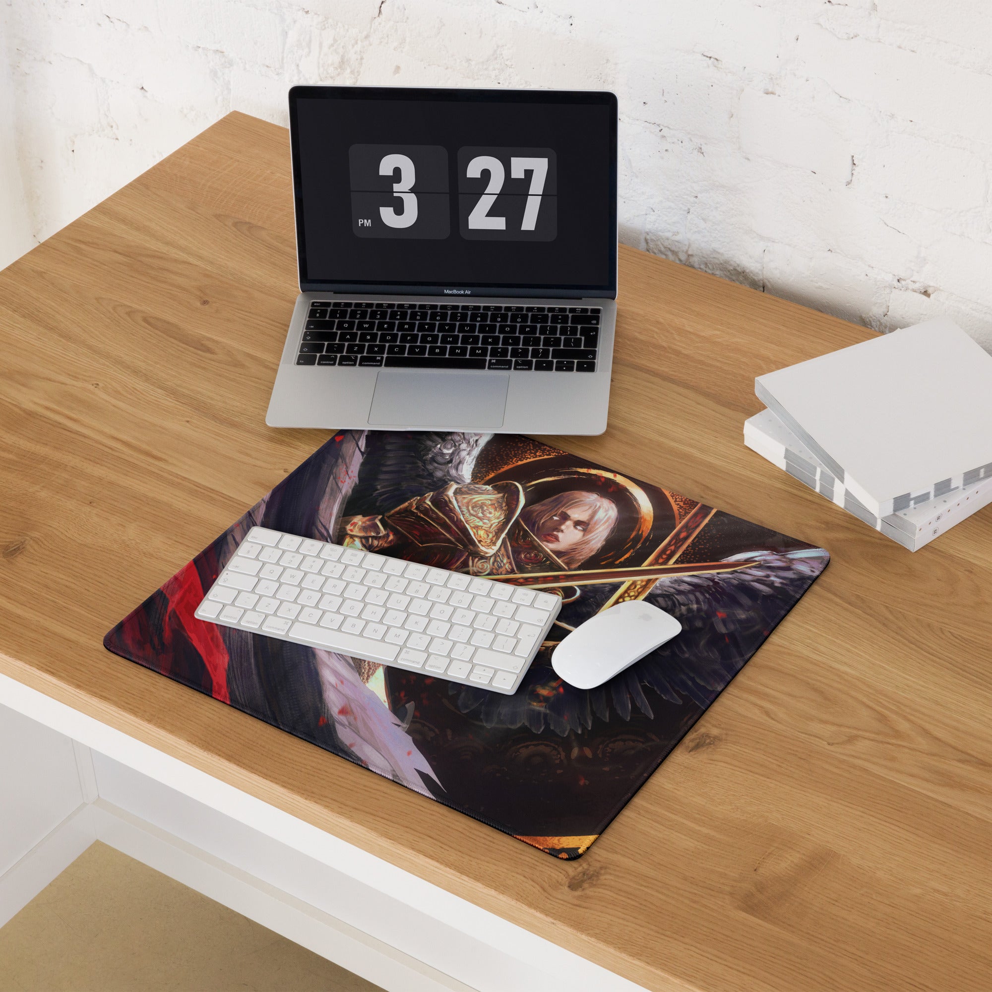 Gaming Mouse Pad Red Black Large Non Slip Desk Mat With Fantasy Angel Wings Artwork For Epic Dota And CSGO Play