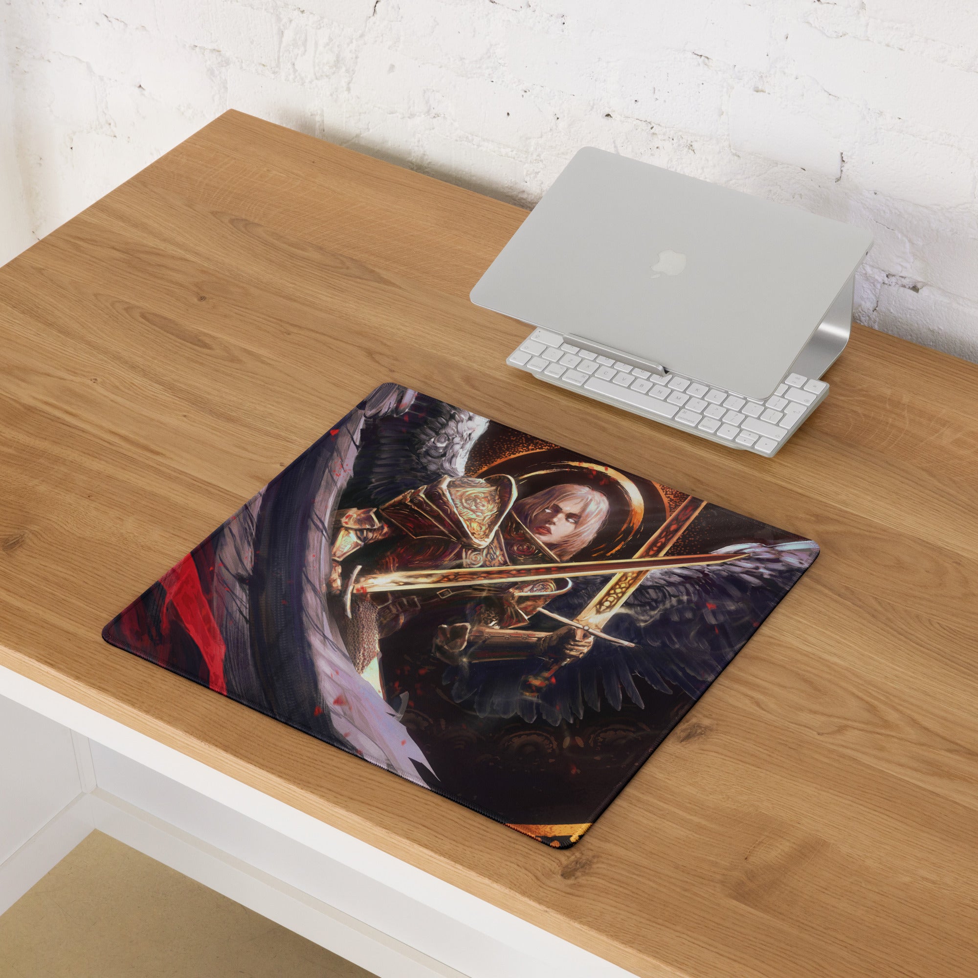 Gaming Mouse Pad Red Black Large Non Slip Desk Mat With Fantasy Angel Wings Artwork For Epic Dota And CSGO Play