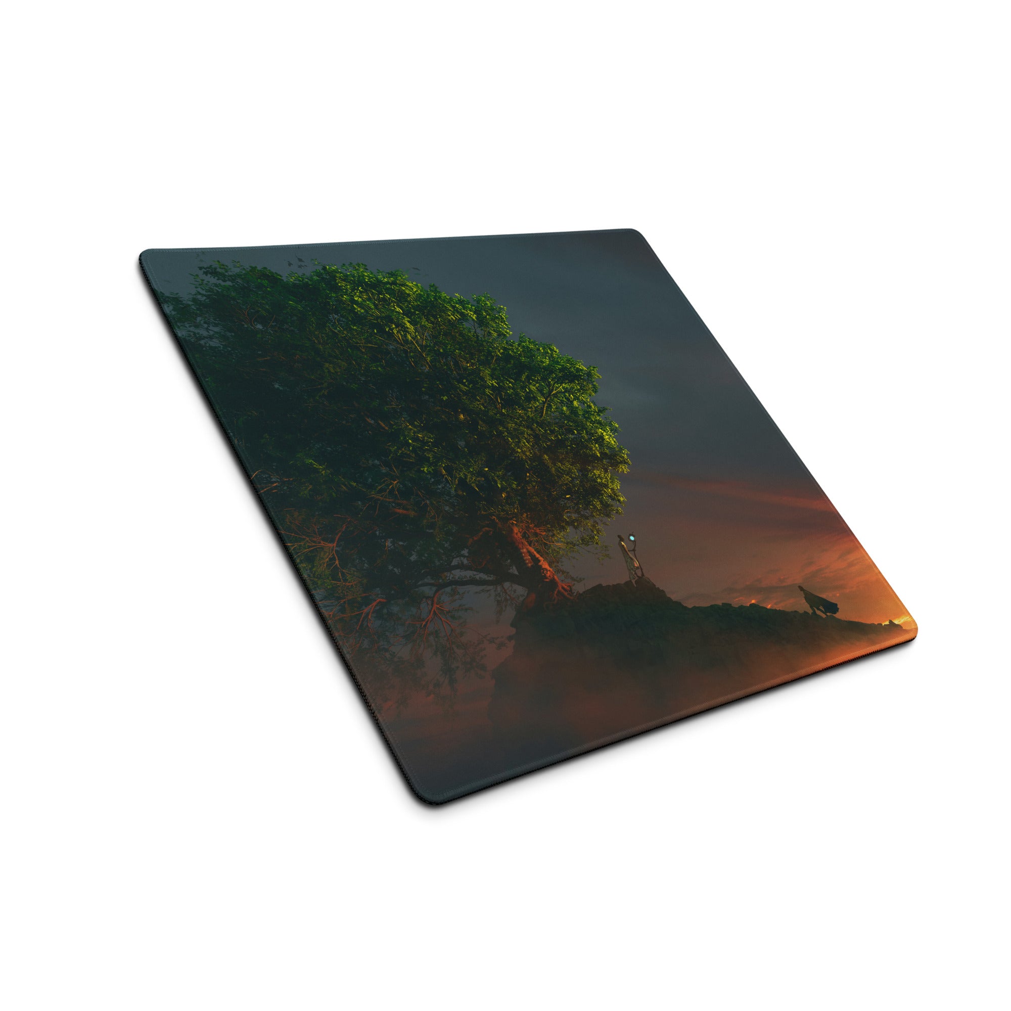 Gaming Mouse Pad Forest Green And Sunset Orange Large Desk Setup With Non Slip Base And Edge Stitching Modern