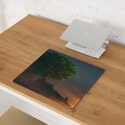 Gaming Mouse Pad Forest Green And Sunset Orange Large Desk Setup With Non Slip Base And Edge Stitching Modern