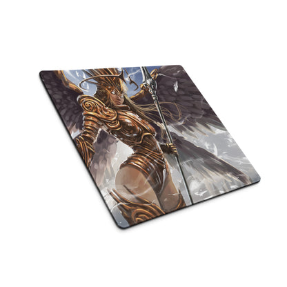 Gaming Mouse Pad Large Desk Mat With Bronze Gold Fantasy Warrior Illustration For Epic Winged Armor Gaming Setup