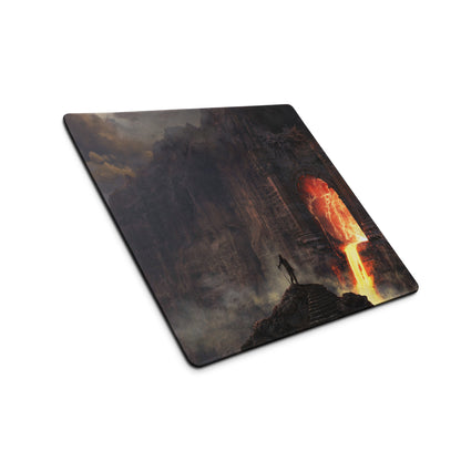 Gaming Mouse Pad Dark Lava Orange Epic Fantasy Desk Mat For Battlestation Large Non Slip Edge Stitched Digital Art
