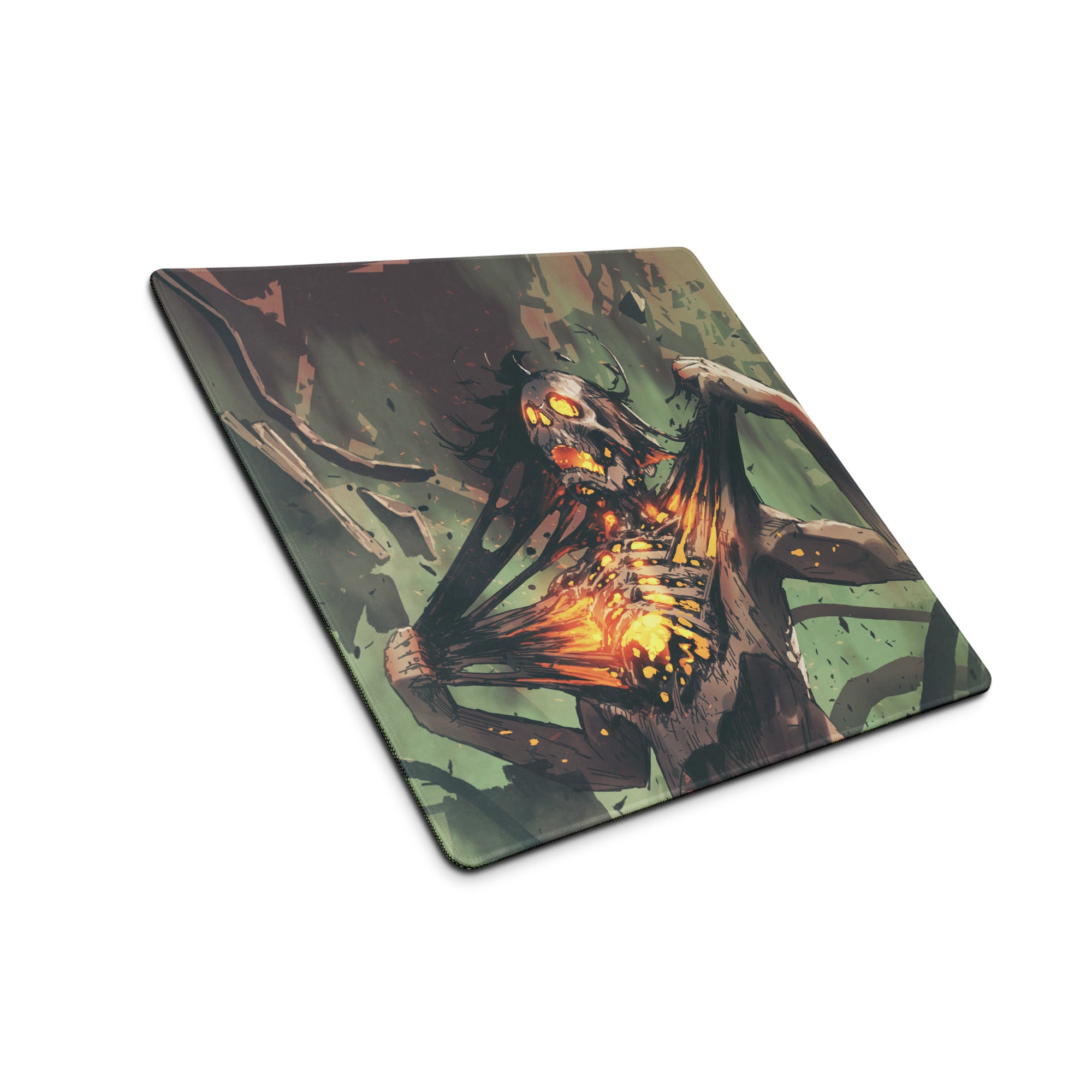 Zombie Monster Gaming Mouse Pad Green Black Neon Orange Large Non Slip Edge Stitch Desk Mat