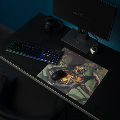 Zombie Monster Gaming Mouse Pad Green Black Neon Orange Large Non Slip Edge Stitch Desk Mat