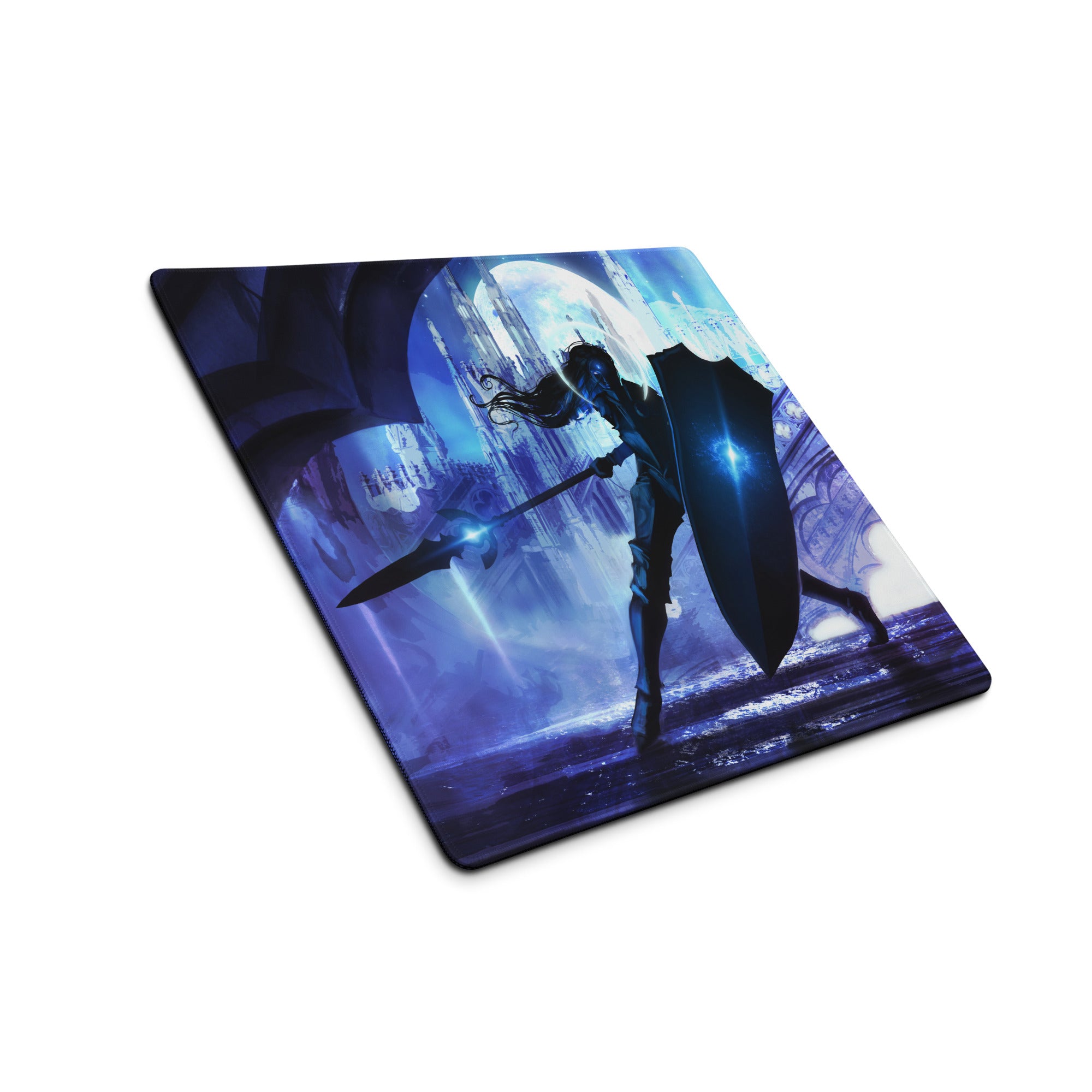 Gaming Mouse Pad Blue Purple Epic Fantasy Hero Artwork For Gaming Desk Large Non Slip Edge Stitched