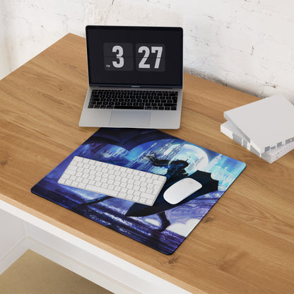 Gaming Mouse Pad Blue Purple Epic Fantasy Hero Artwork For Gaming Desk Large Non Slip Edge Stitched