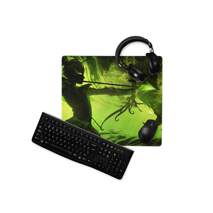 Green Neon Cyberpunk Gaming Mouse Pad For Desk Setup Large Non Slip Abstract Art Vibrant Artwork