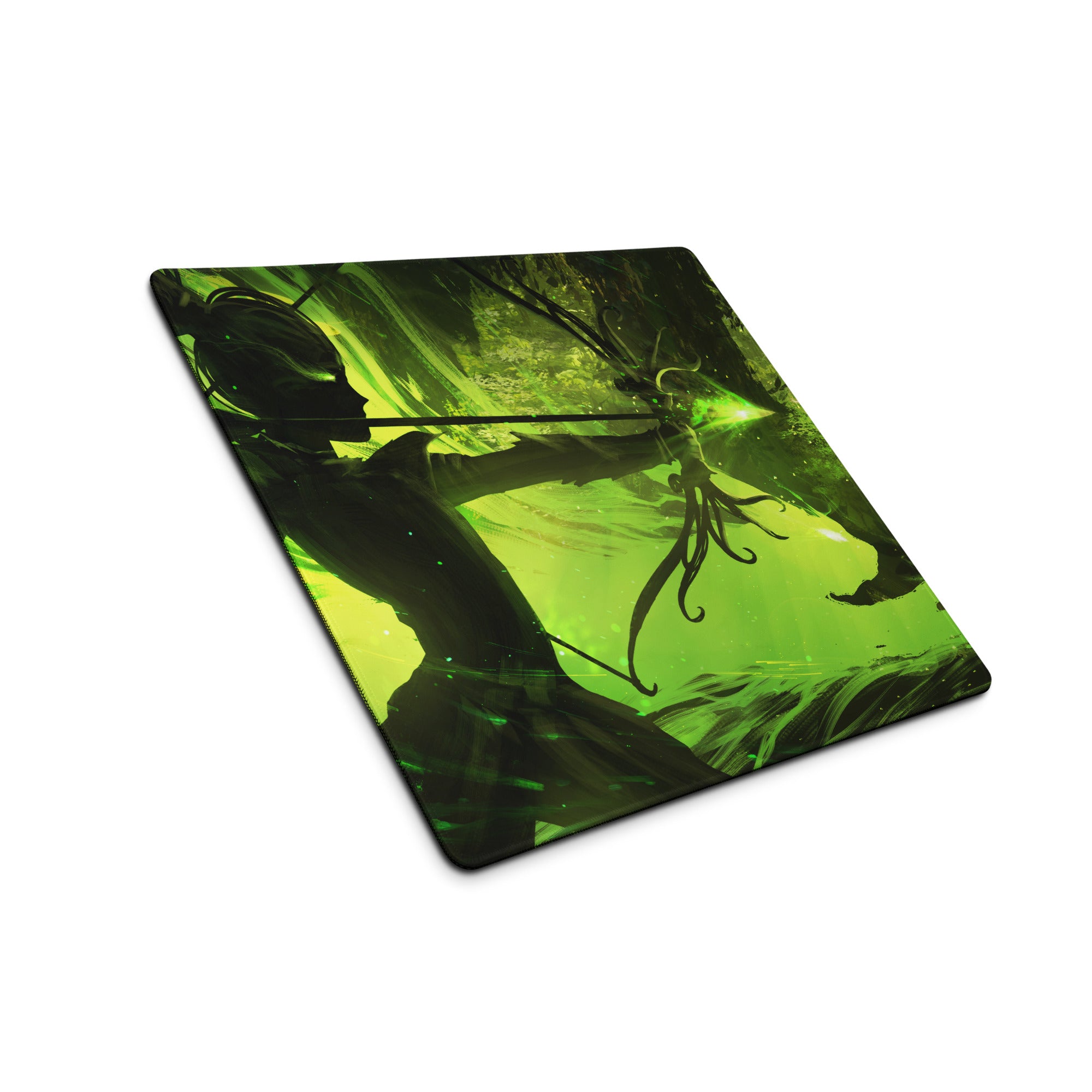 Green Neon Cyberpunk Gaming Mouse Pad For Desk Setup Large Non Slip Abstract Art Vibrant Artwork