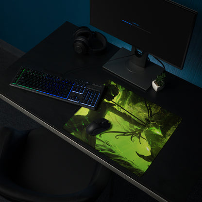 Green Neon Cyberpunk Gaming Mouse Pad For Desk Setup Large Non Slip Abstract Art Vibrant Artwork