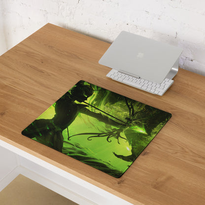 Green Neon Cyberpunk Gaming Mouse Pad For Desk Setup Large Non Slip Abstract Art Vibrant Artwork