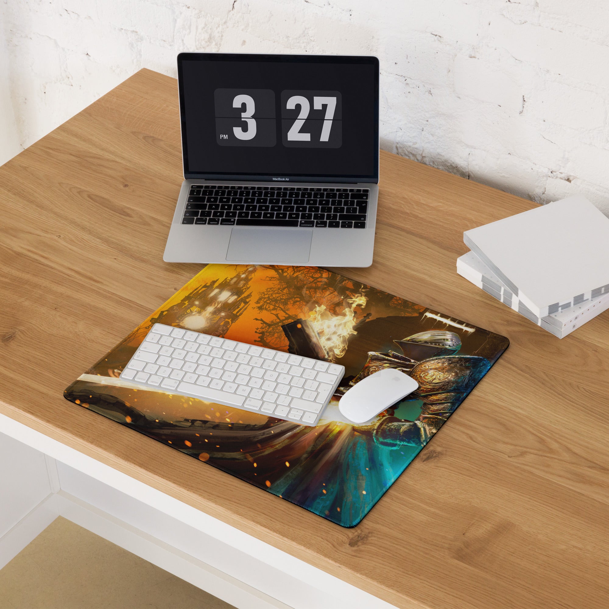 Gaming Mouse Pad Large Orange To Blue Gradient For Gaming Desk Cinematic Fantasy Battle Digital Art