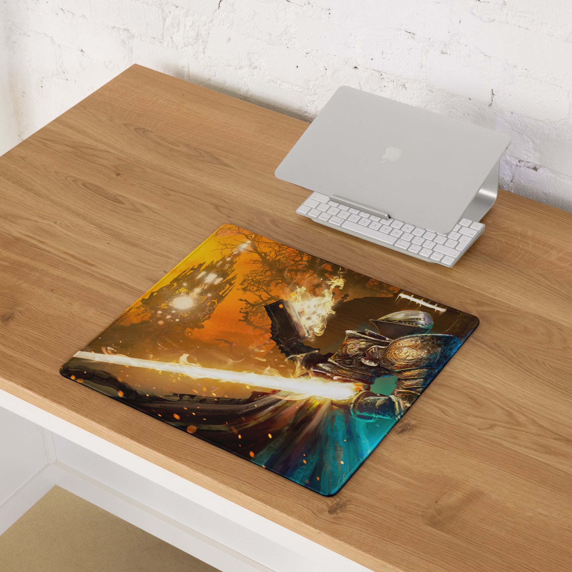 Gaming Mouse Pad Large Orange To Blue Gradient For Gaming Desk Cinematic Fantasy Battle Digital Art