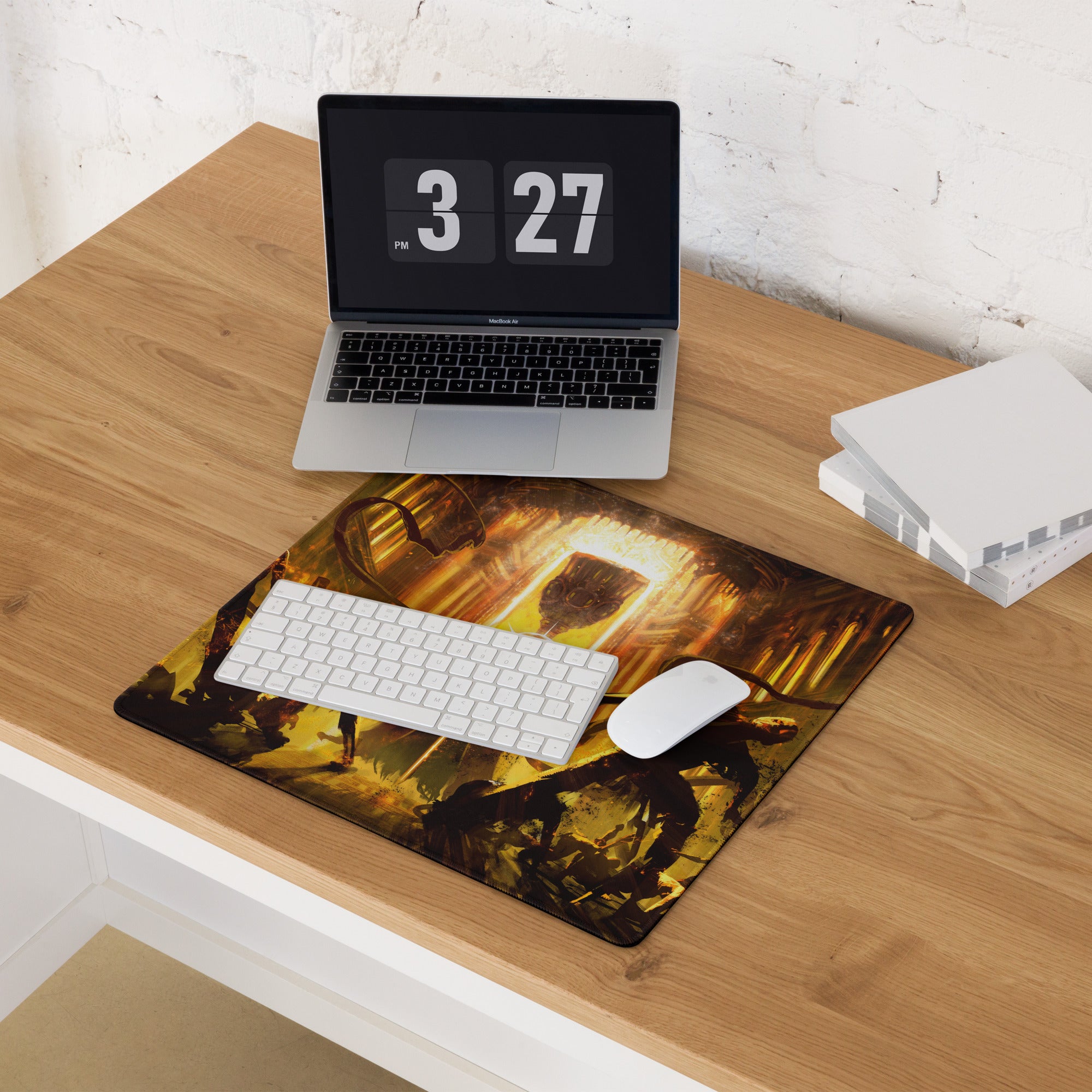 Gaming Mouse Pad Orange And Gold Fiery Design For Desktop Setup Style Modern Large Non Slip