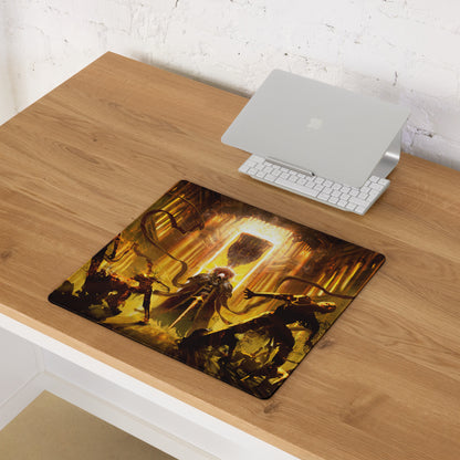 Gaming Mouse Pad Orange And Gold Fiery Design For Desktop Setup Style Modern Large Non Slip