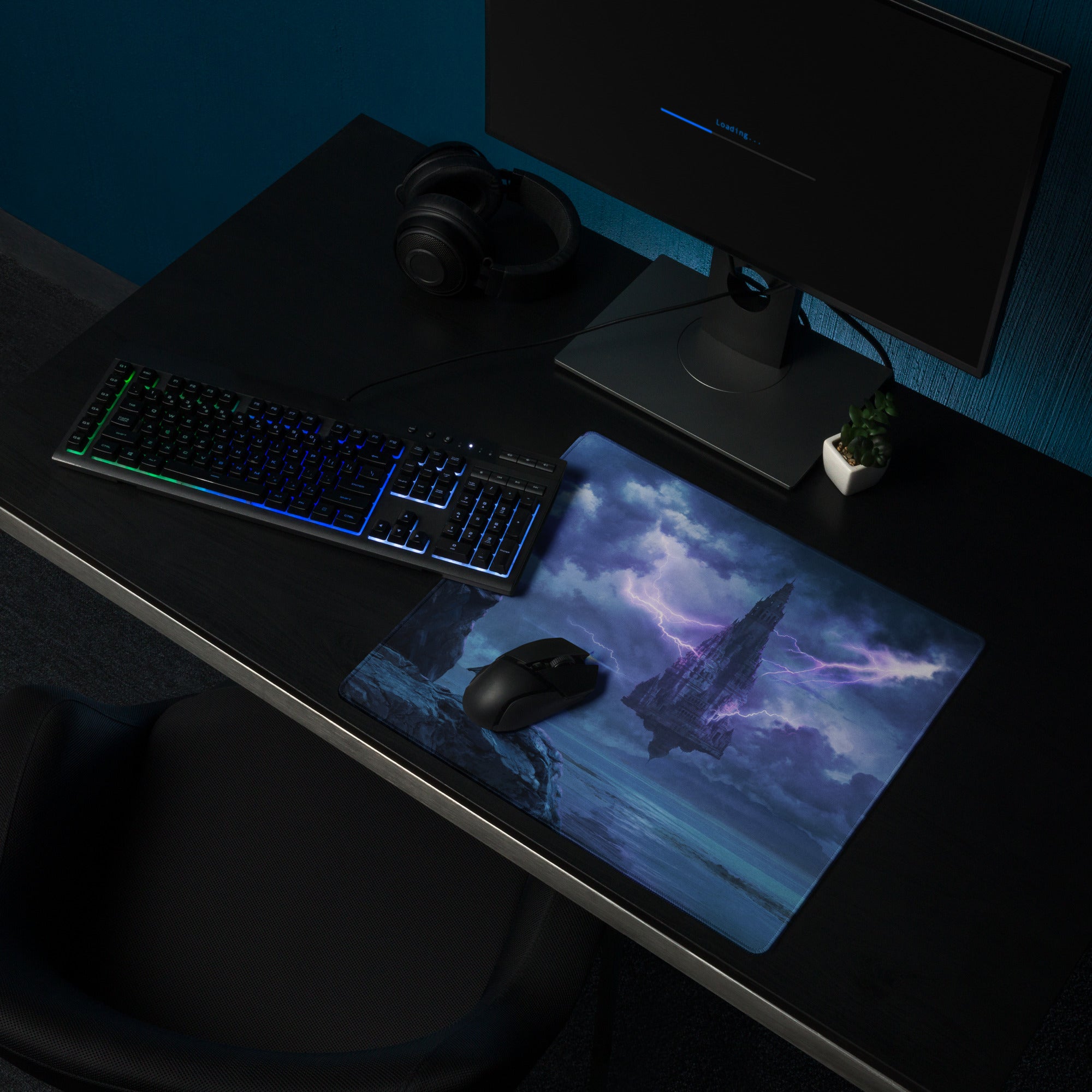 Gaming Mouse Pad Blue Purple For Gaming Desk Setup In Dark Fantasy Art Moody Esports Decor For Desk Gaming Digital Art