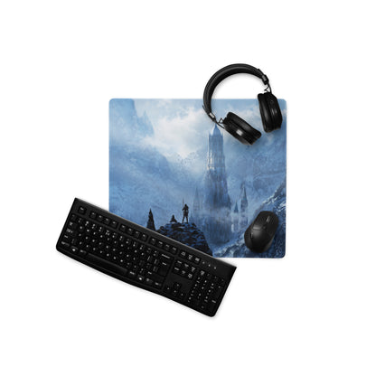 Gamer Mouse Pad Blue Ice Fantasy Castle For Desk - Digital Art Style Epic Fantasy