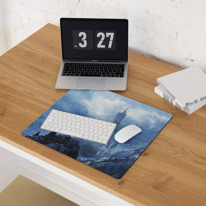 Gamer Mouse Pad Blue Ice Fantasy Castle For Desk - Digital Art Style Epic Fantasy