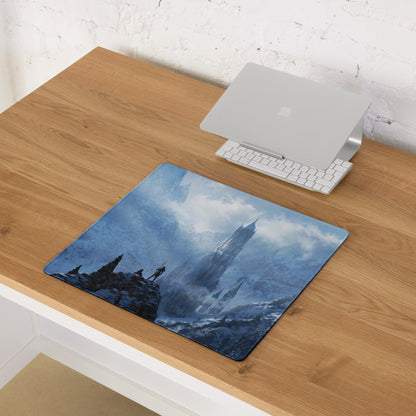 Gamer Mouse Pad Blue Ice Fantasy Castle For Desk - Digital Art Style Epic Fantasy