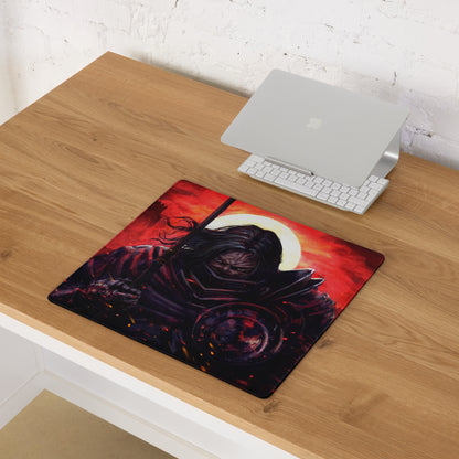 Red And Black Fiery Warrior Gaming Setup Mouse Pad Large Non Slip Desk Mat For Gaming Epic Dark Fantasy Digital Art