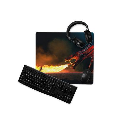 Dragon Fire Gaming Mouse Pad Dark Blue Orange Large Desk Mat For PC And Console Setup Epic Fantasy Artwork