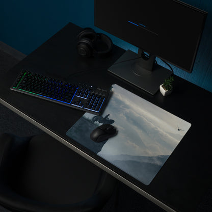 Gaming Mouse Pad Blue Mountain Landscape For Gaming Desk Non Slip Edge Stitching Large Moody Cinematic