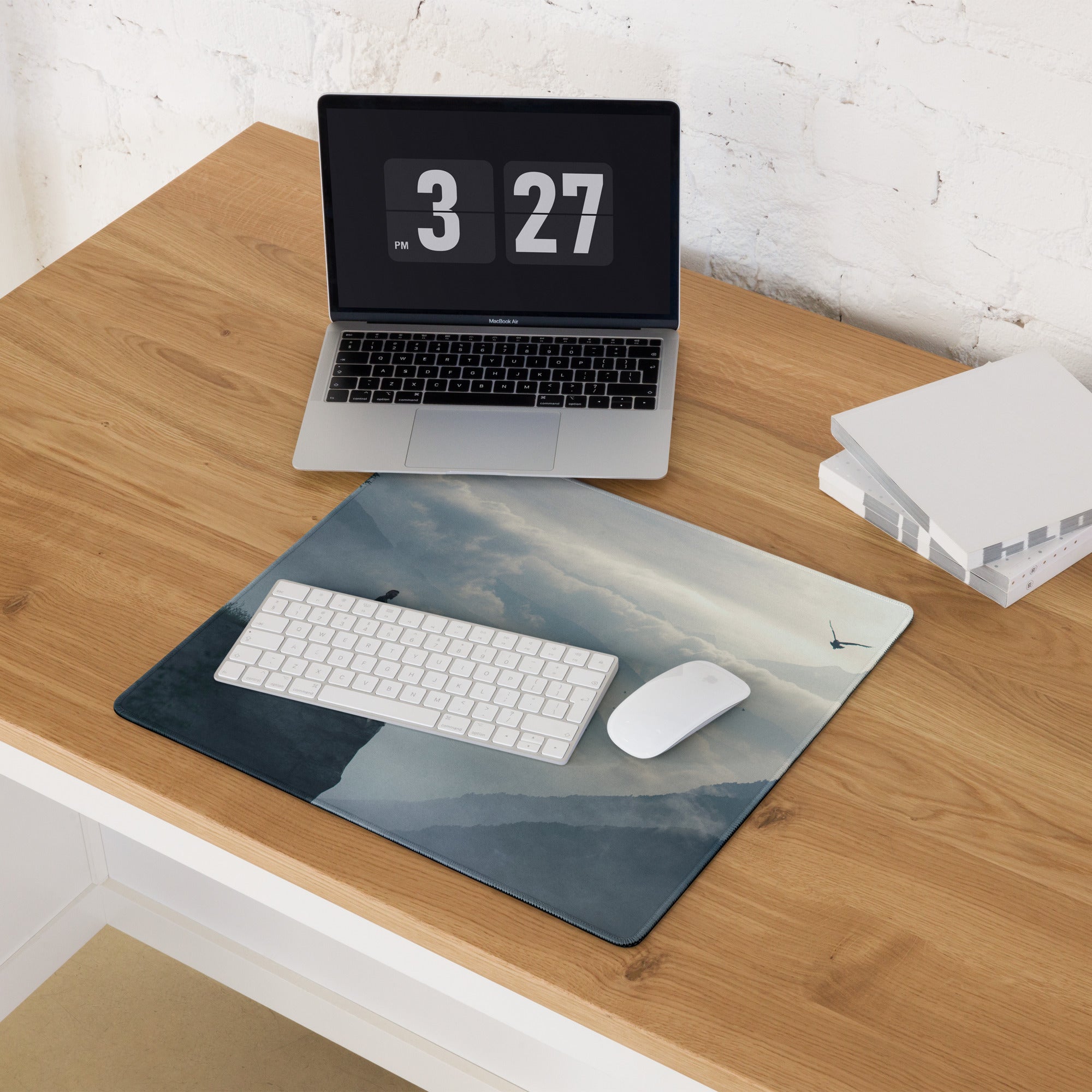 Gaming Mouse Pad Blue Mountain Landscape For Gaming Desk Non Slip Edge Stitching Large Moody Cinematic