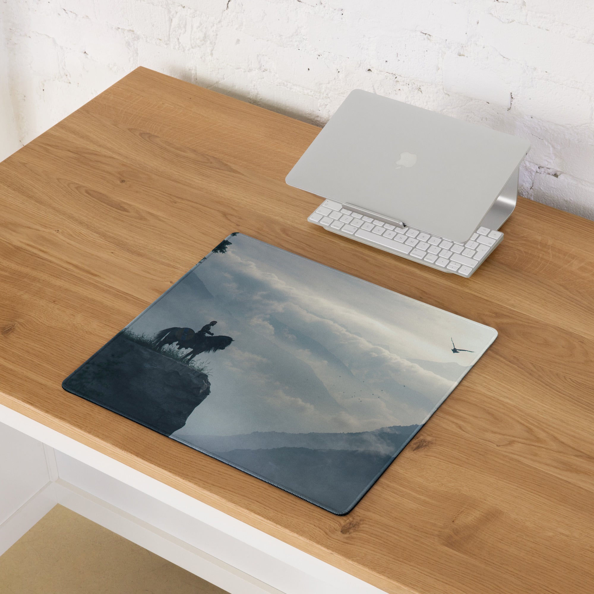 Gaming Mouse Pad Blue Mountain Landscape For Gaming Desk Non Slip Edge Stitching Large Moody Cinematic