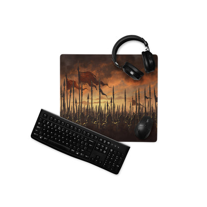 Gaming Mouse Pad Burnt Orange And Black For Gaming Desk Epic Fantasy Battlefield Digital Art