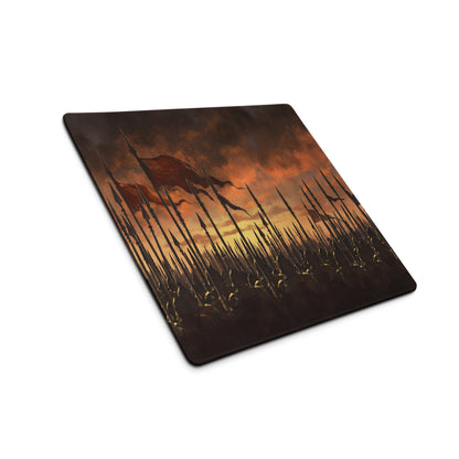 Gaming Mouse Pad Burnt Orange And Black For Gaming Desk Epic Fantasy Battlefield Digital Art