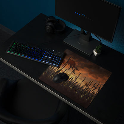 Gaming Mouse Pad Burnt Orange And Black For Gaming Desk Epic Fantasy Battlefield Digital Art
