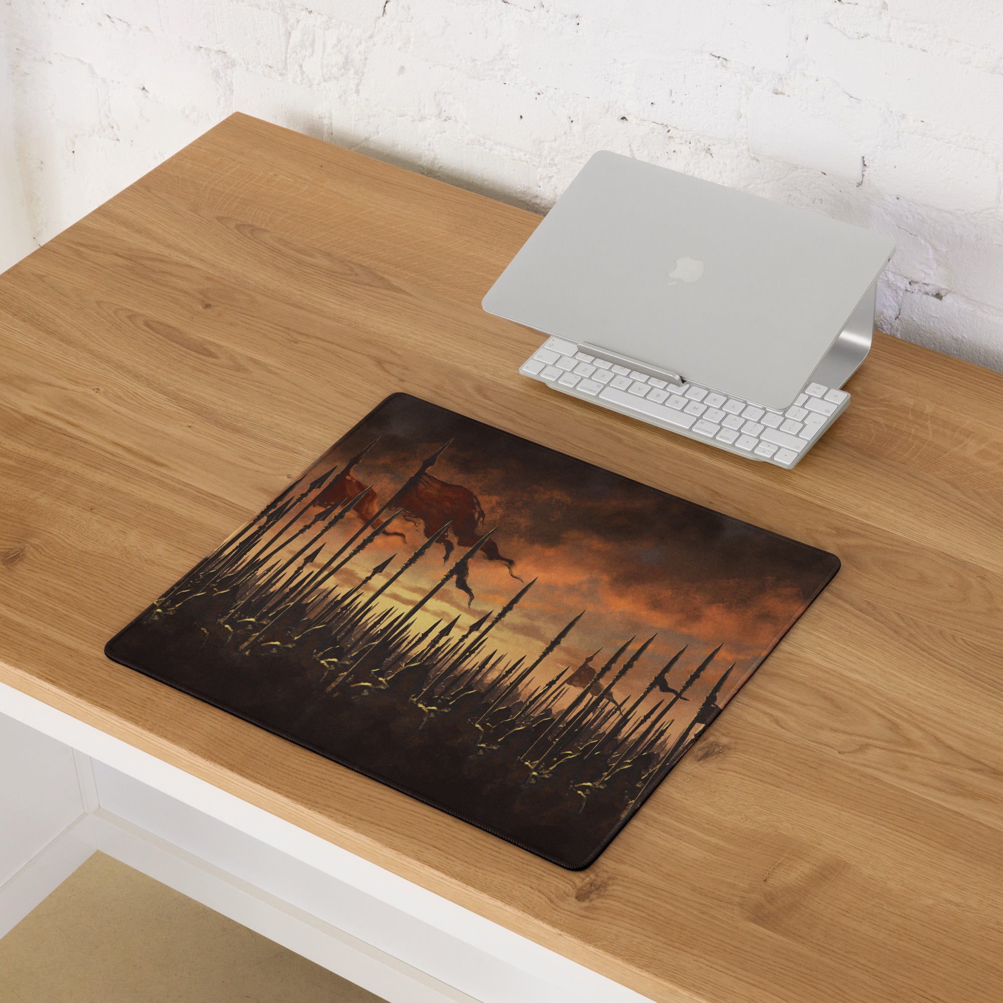 Gaming Mouse Pad Burnt Orange And Black For Gaming Desk Epic Fantasy Battlefield Digital Art
