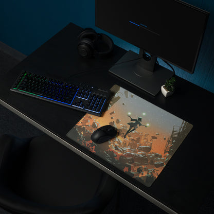 Gaming Mouse Pad Large Orange Teal Urban Dystopian Digital Art For Gaming Desk Setup