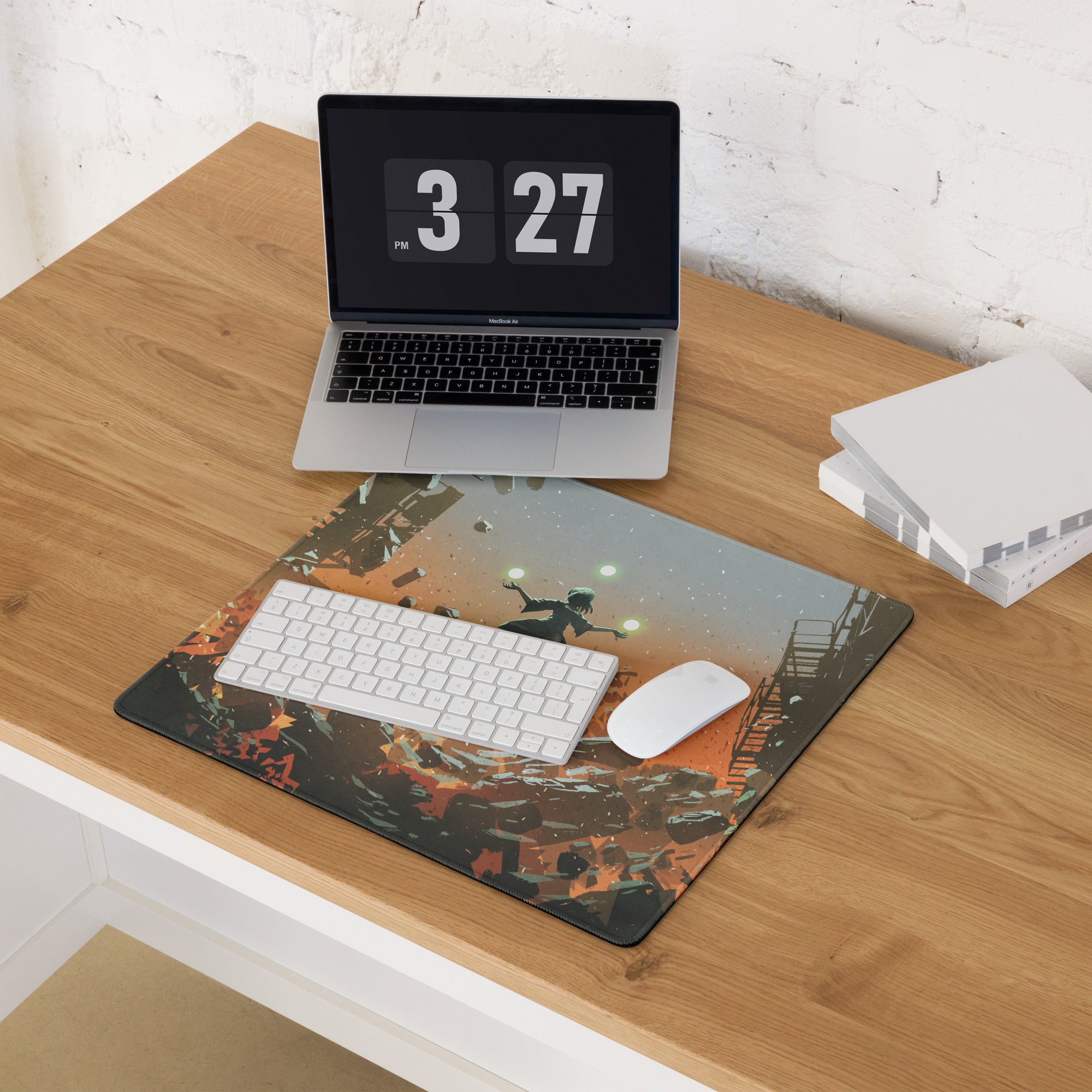 Gaming Mouse Pad Large Orange Teal Urban Dystopian Digital Art For Gaming Desk Setup