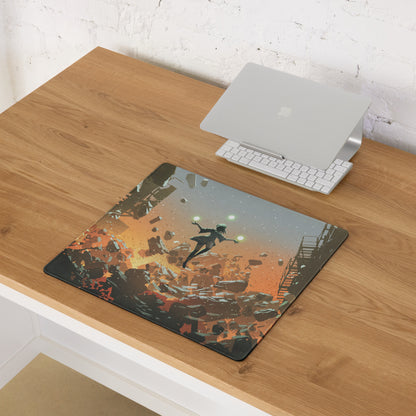 Gaming Mouse Pad Large Orange Teal Urban Dystopian Digital Art For Gaming Desk Setup