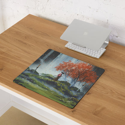 Gaming Mouse Pad Large Size With Dark Blue Gray And Orange Red Tree Scene For Desktop Gaming Epic Fantasy Art