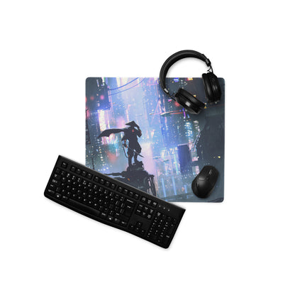 Cyberpunk Cityscape Gaming Mouse Pad Blue Purple Neon for Gaming Desk Futuristic